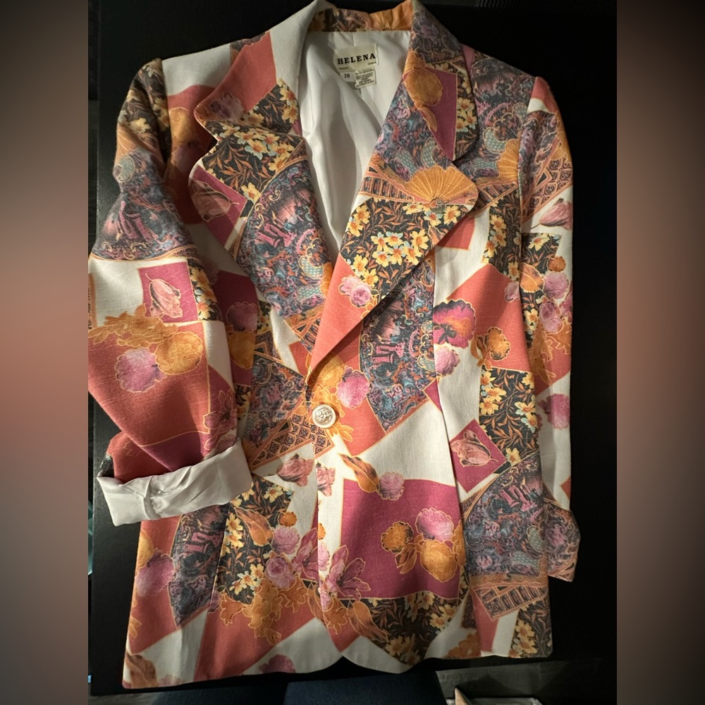 Vintage Multicolour Patterned Jacket Size 20 Made in Canada